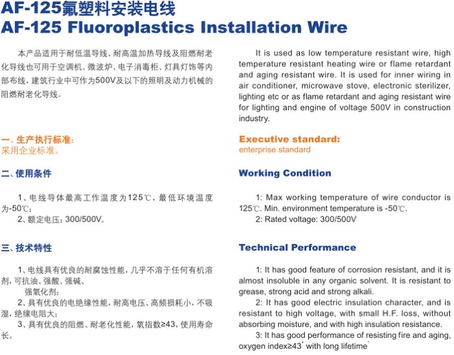 AF-125氟塑料安裝電線